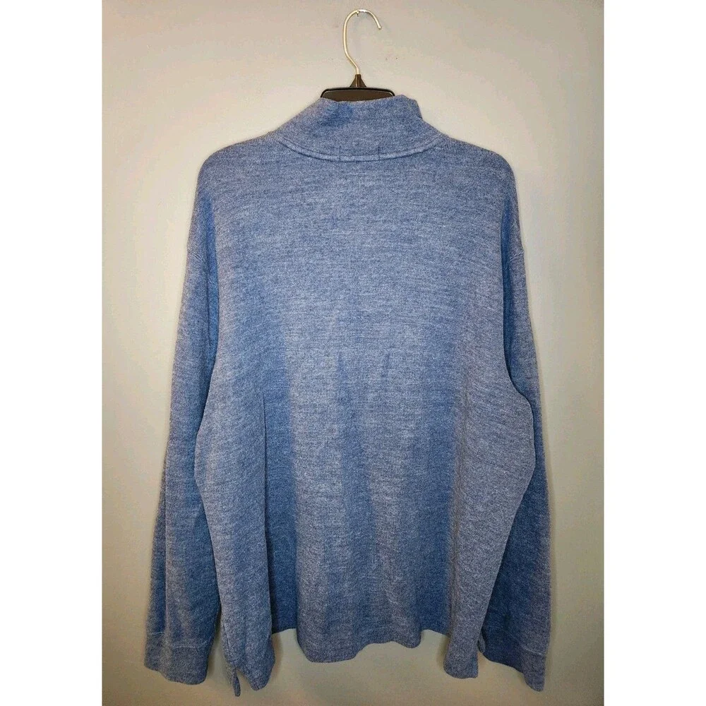 Polo Ralph Lauren Sweater Men's 2XL Blue‎ 1/4 Zip Knit Pullover 100% Cotton
